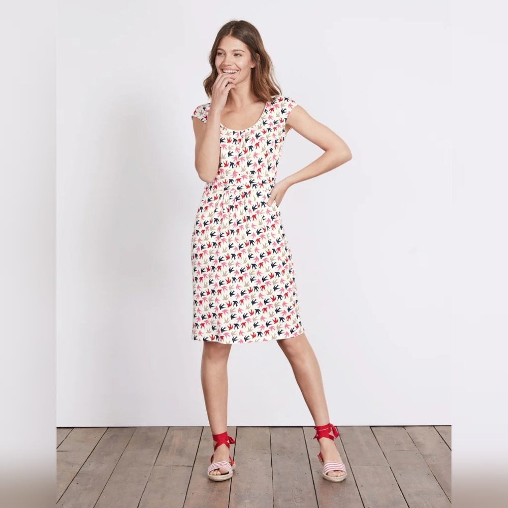 Boden Margot Bird Print Jersey Dress